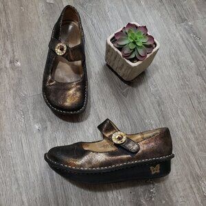 Alegria Paloma Mary Jane Nursing Shoes Sz 38 Black & Gold